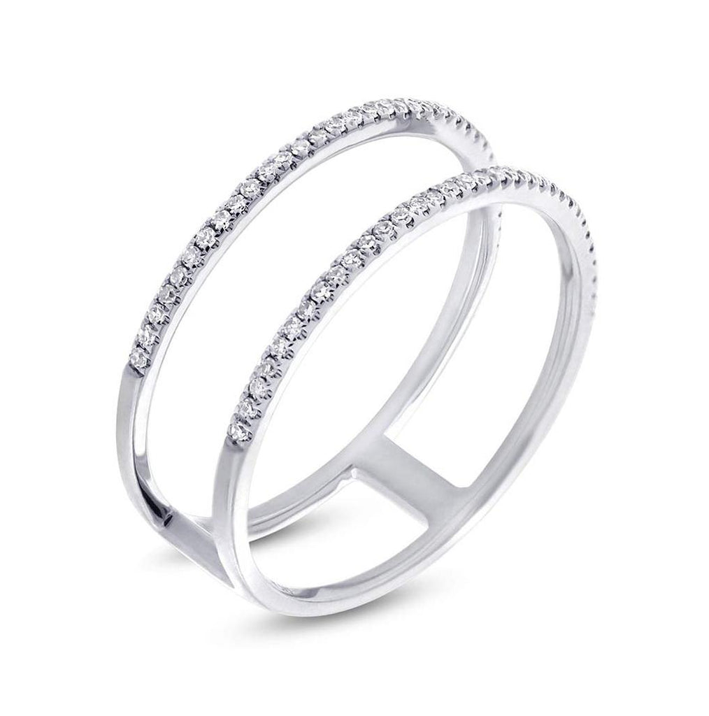 0.17 Ctw 14k White Gold Diamond Womens Ring Size 6