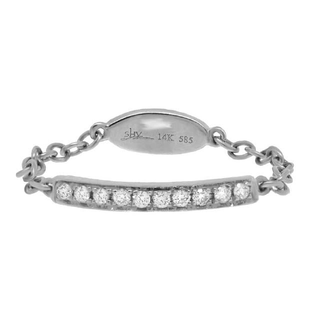 0.09 Ctw 14k White Gold Diamond Chain Ring