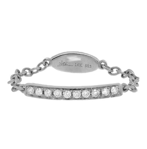 0.09 Ctw 14k White Gold Diamond Chain Ring