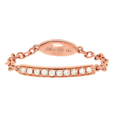 0.09 Ctw 14k Rose Gold Diamond Chain Ring Size 5.5