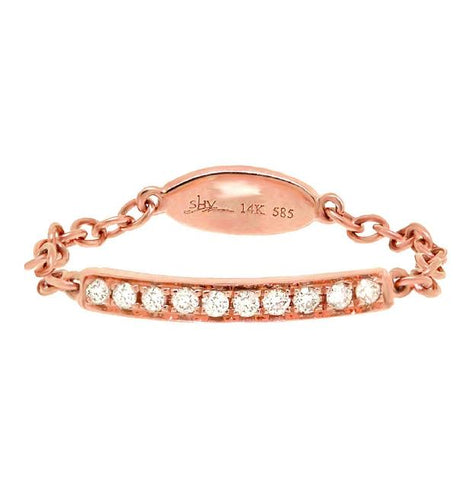 0.09 Ctw 14k Rose Gold Diamond Chain Ring