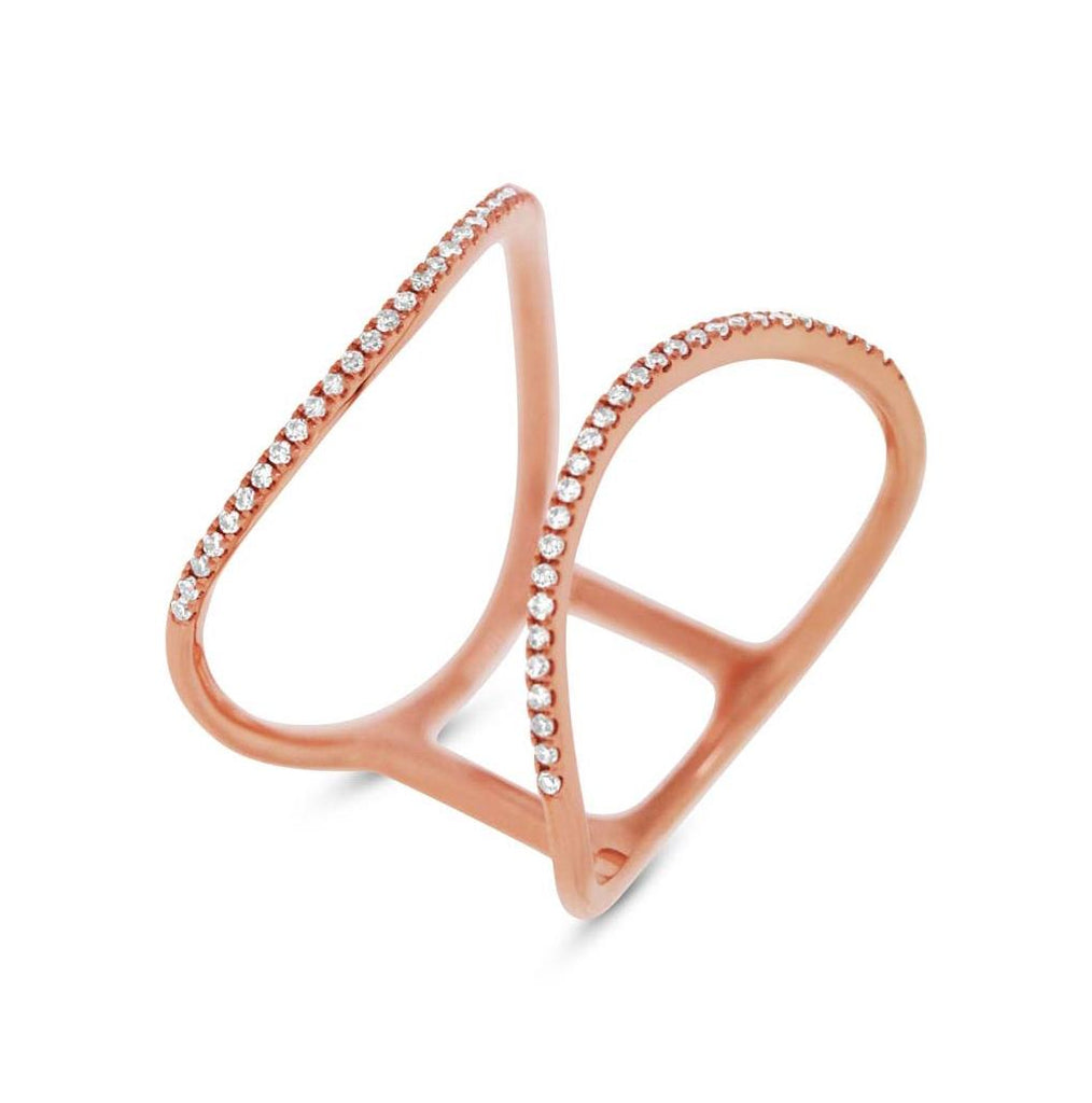 0.15 Ctw 14k Rose Gold Diamond Womens Ring Size 5