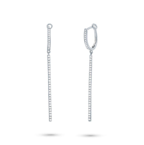 0.48 Ctw 14k White Gold Diamond Bar Earring