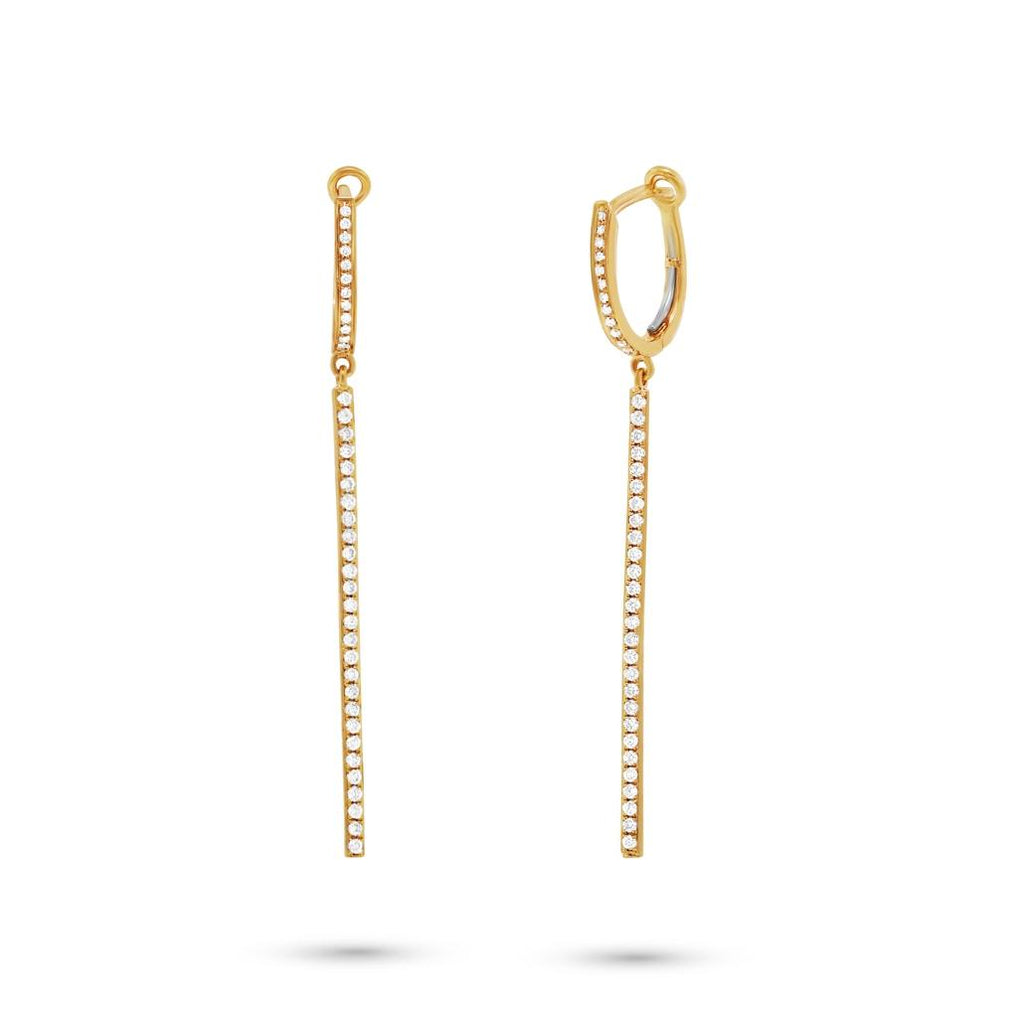 0.48 Ctw 14k Yellow Gold Diamond Bar Earring