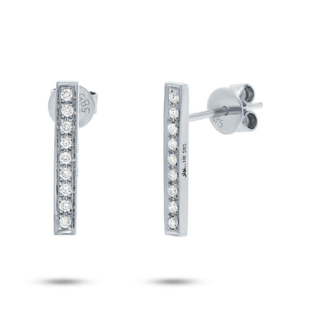 0.14 Ctw 14k White Gold Diamond Bar Earring