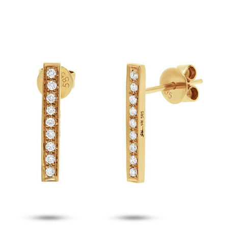 0.14 Ctw 14k Yellow Gold Diamond Bar Earring