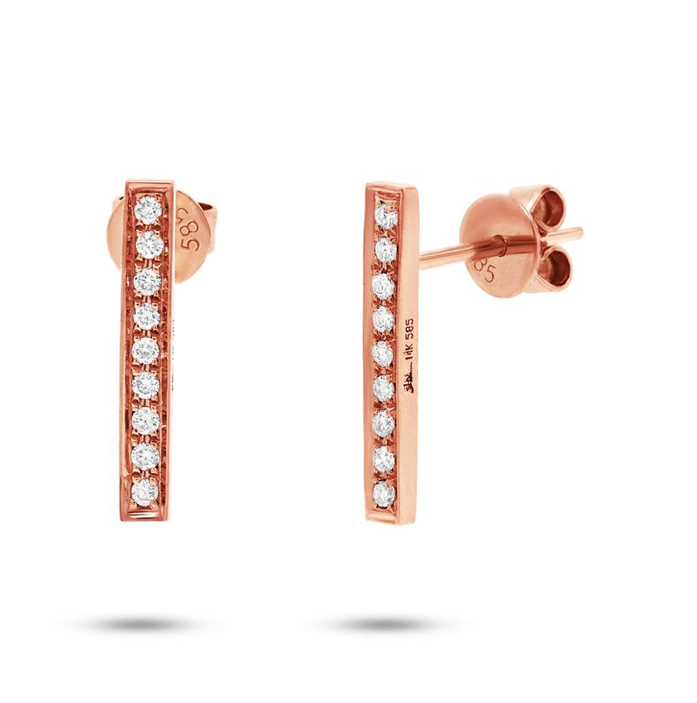 0.14 Ctw 14k Rose Gold Diamond Bar Earring