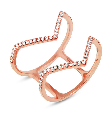 0.23 Ctw 14k Rose Gold Diamond Womens Ring Size 5