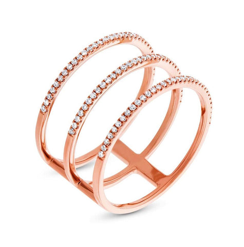 0.28 Ctw 14k Rose Gold Diamond Womens Ring Size 8