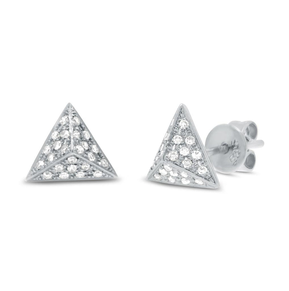 0.16 Ctw 14k White Gold Diamond Pave Pyramid Earring