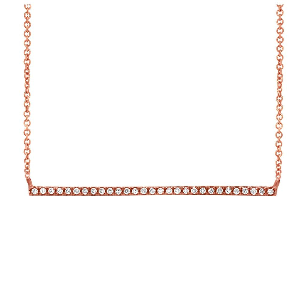 0.08 Ctw 14k Rose Gold Diamond Bar Necklace