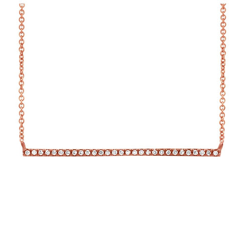 0.08 Ctw 14k Rose Gold Diamond Bar Necklace