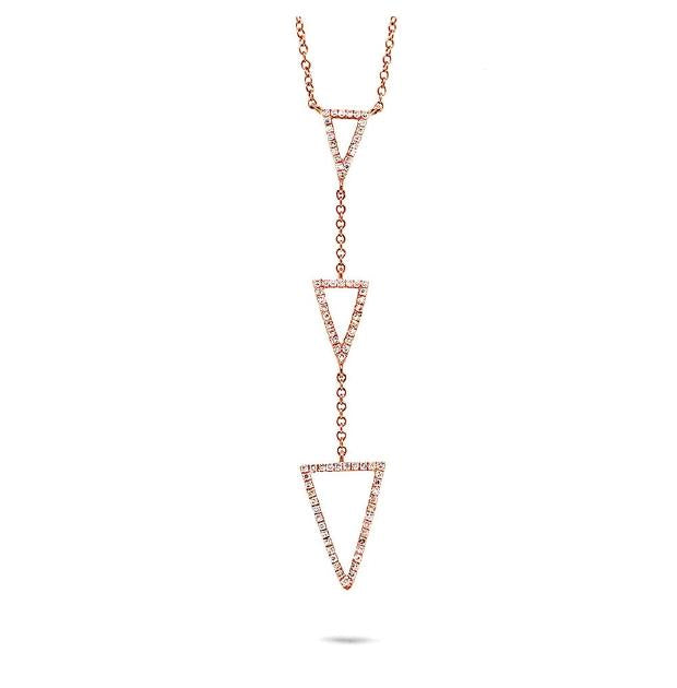 0.20 Ctw 14k Rose Gold Diamond Triangle Necklace