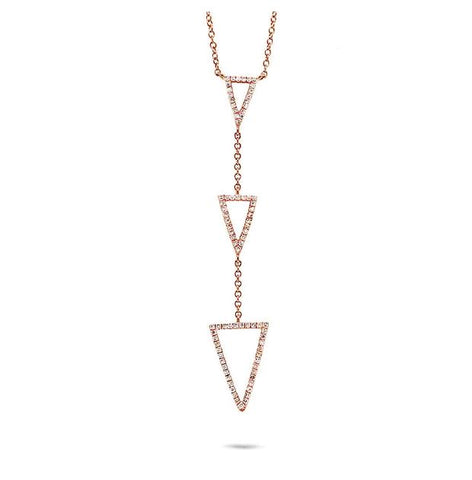 0.20 Ctw 14k Rose Gold Diamond Triangle Necklace