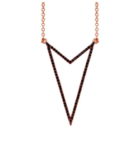 0.25 Ctw 14k Rose Gold Black Diamond Necklace