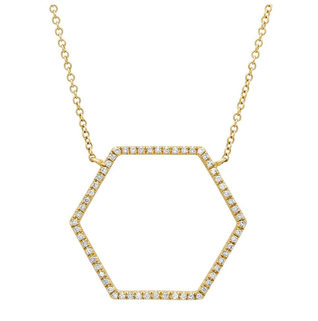 0.25 Ctw 14k Yellow Gold Diamond Hexagon Necklace