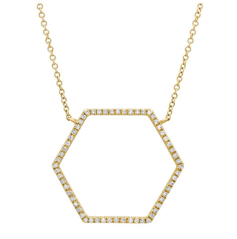 0.25 Ctw 14k Yellow Gold Diamond Hexagon Necklace