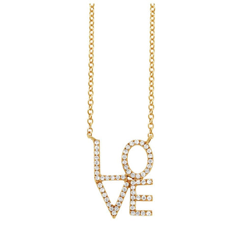 0.17 Ctw 14k Yellow Gold Diamond "love" Necklace