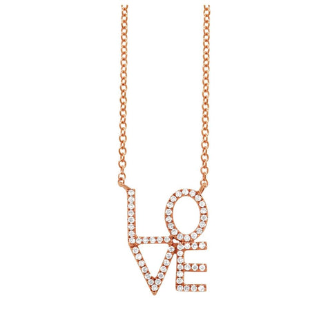 0.17 Ctw 14k Rose Gold Diamond "love" Necklace