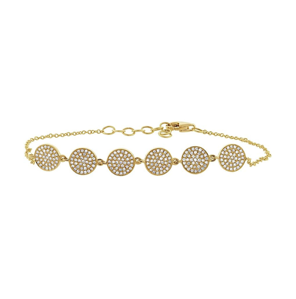 0.52 Ctw 14k Yellow Gold Diamond Pave Circle Bracelet