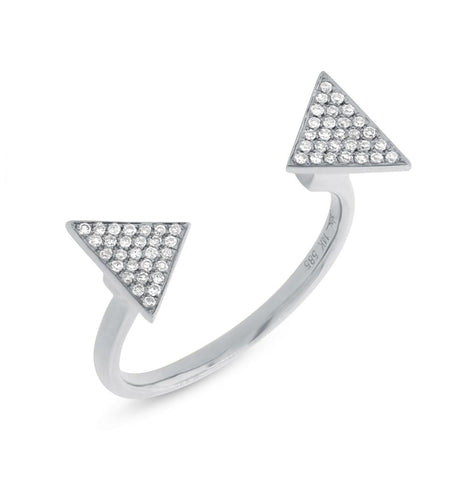 0.17 Ctw 14k White Gold Diamond Pave Triangle Ring