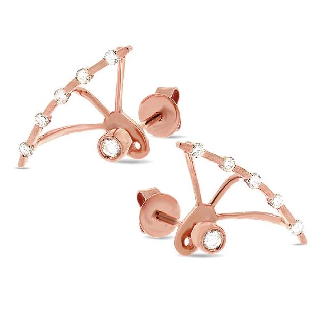 0.20 Ctw 14k Rose Gold Diamond Ear Jacket Earring With Studs