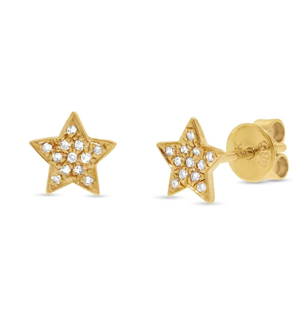 0.07 Ctw 14k Yellow Gold Diamond Star Earring