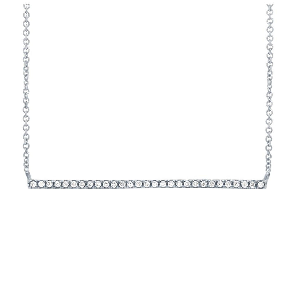 0.08 Ctw 14k White Gold Diamond Bar Necklace