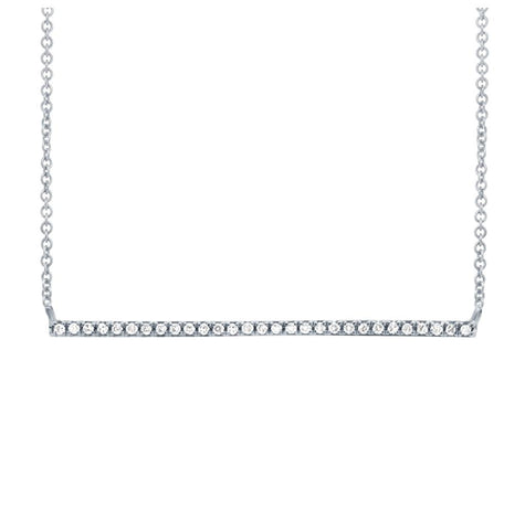 0.08 Ctw 14k White Gold Diamond Bar Necklace