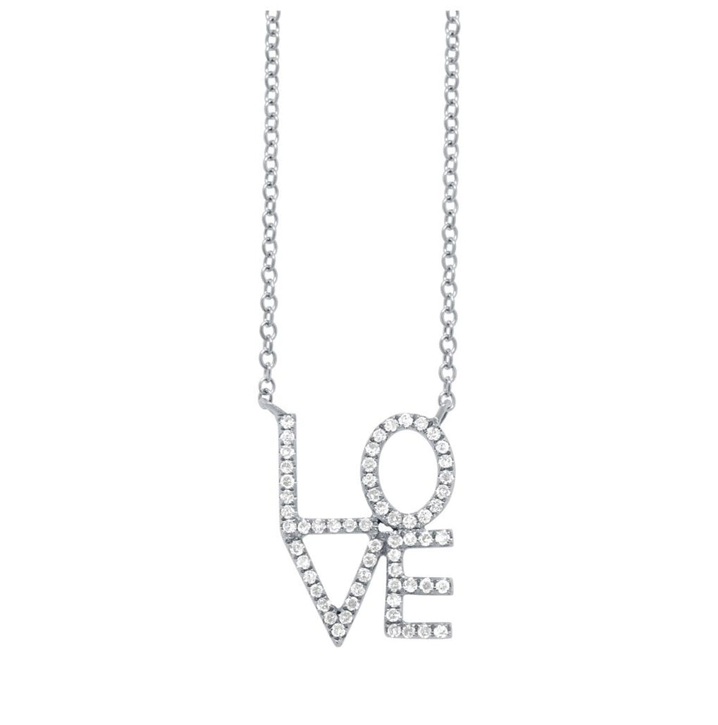 0.17 Ctw 14k White Gold Diamond "love" Necklace