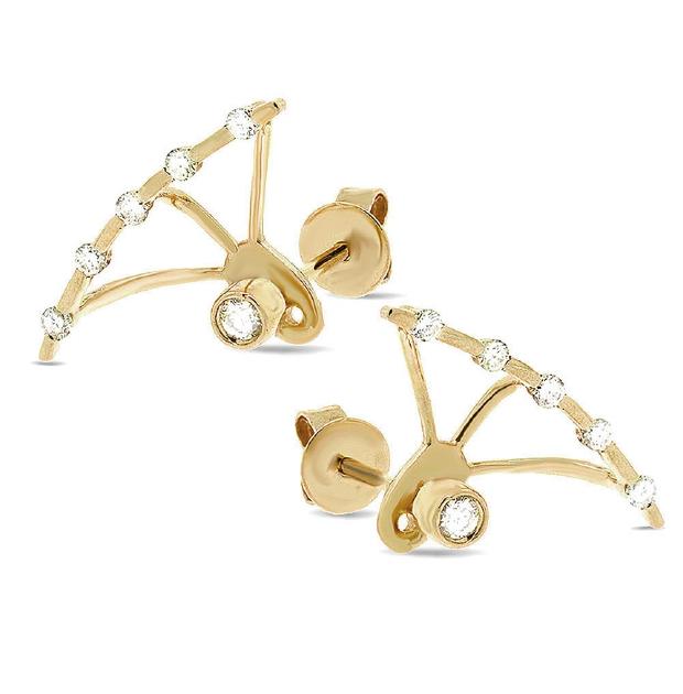 0.20 Ctw 14k Yellow Gold Diamond Ear Jacket Earring With Studs