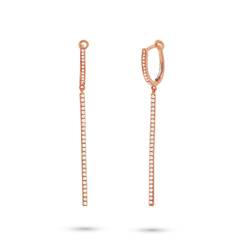 0.48 Ctw 14k Rose Gold Diamond Bar Earring