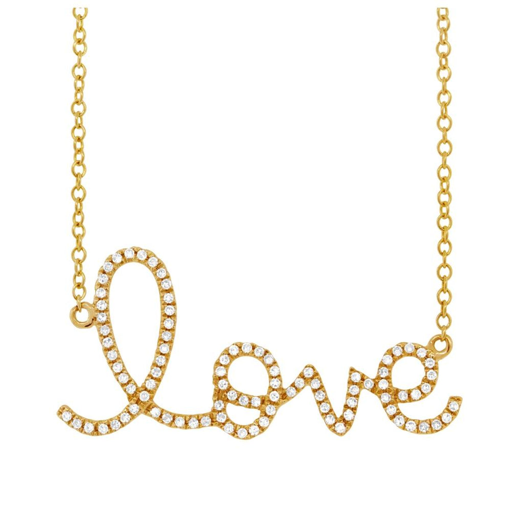 0.18 Ctw 14k Yellow Gold Diamond "love" Necklace