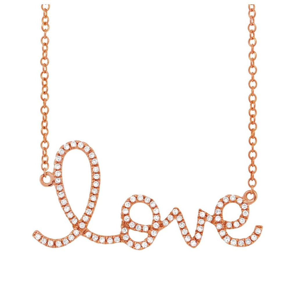 0.18 Ctw 14k Rose Gold Diamond "love" Necklace