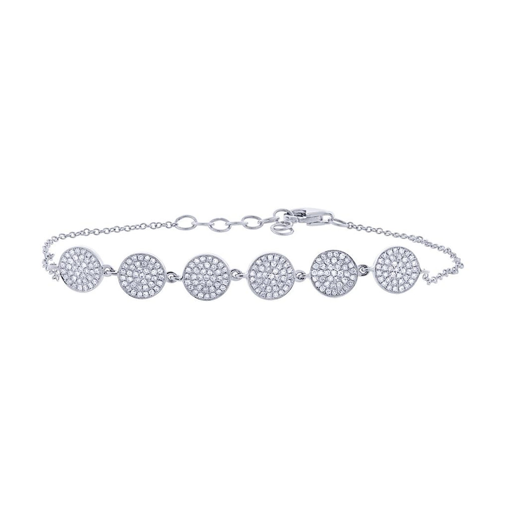 0.52 Ctw 14k White Gold Diamond Pave Circle Bracelet