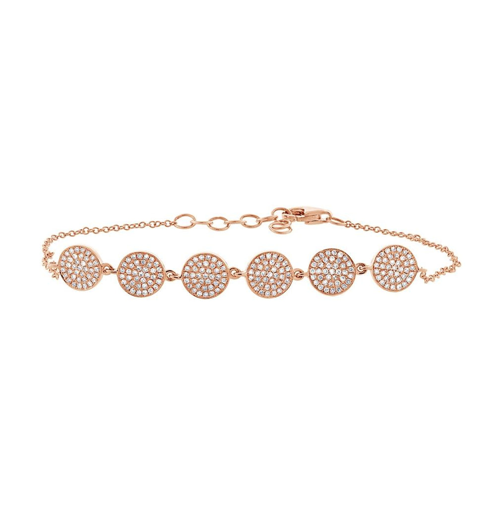 0.52 Ctw 14k Rose Gold Diamond Pave Circle Bracelet