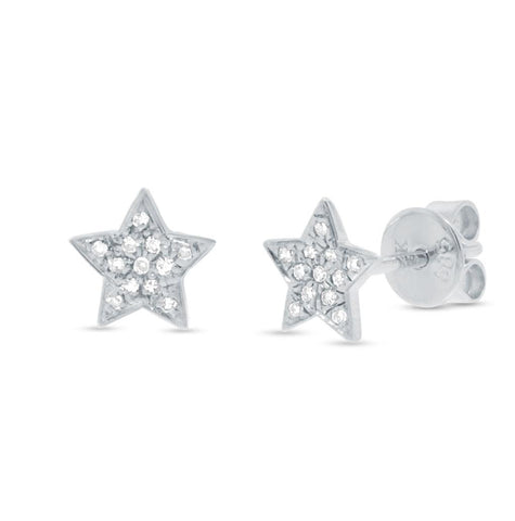 0.07 Ctw 14k White Gold Diamond Star Earring