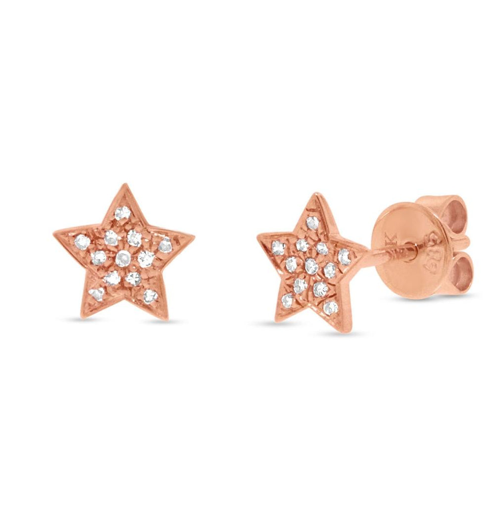 0.07 Ctw 14k Rose Gold Diamond Star Earring