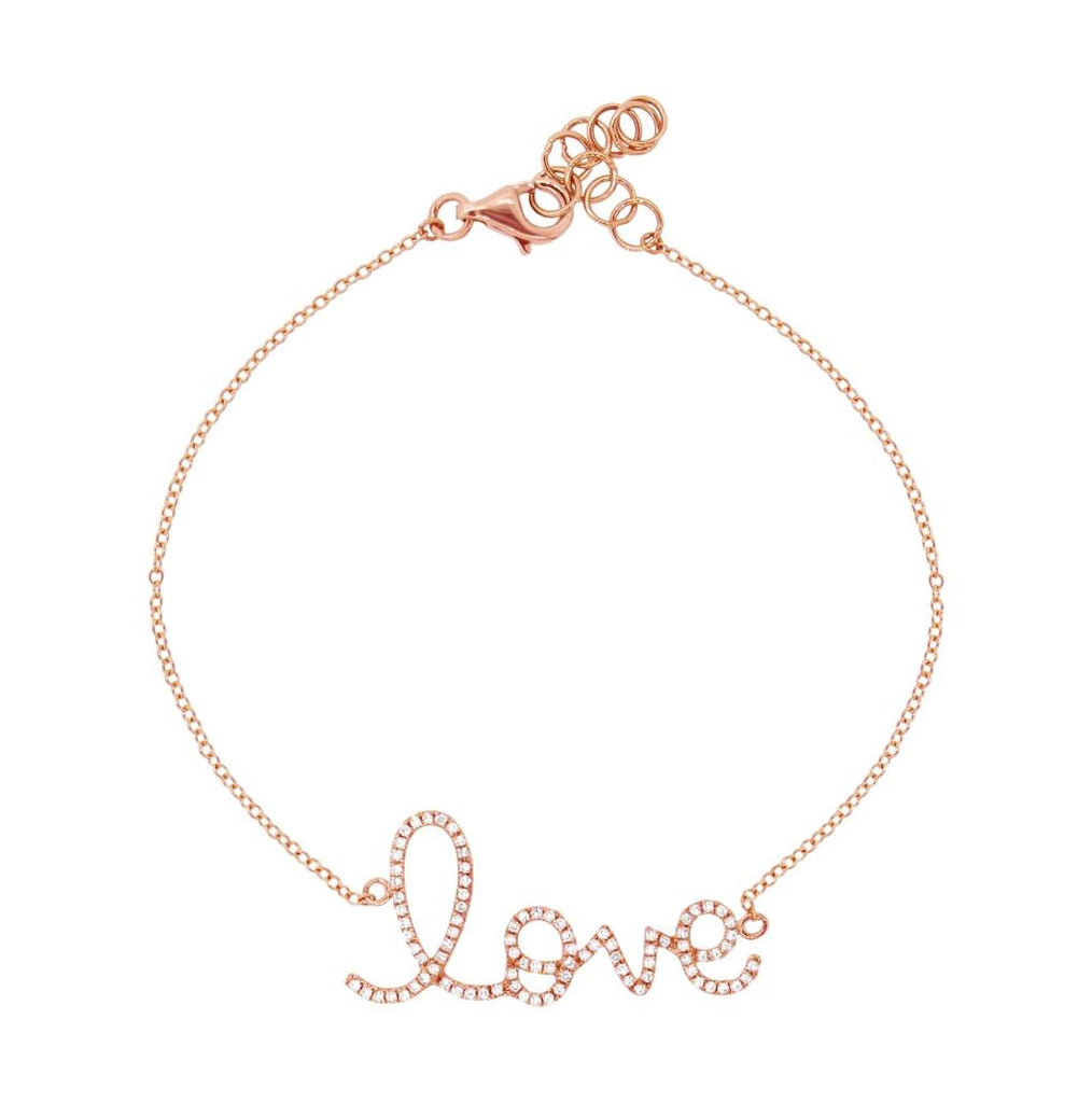 0.17 Ctw 14k Rose Gold Diamond "love" Bracelet