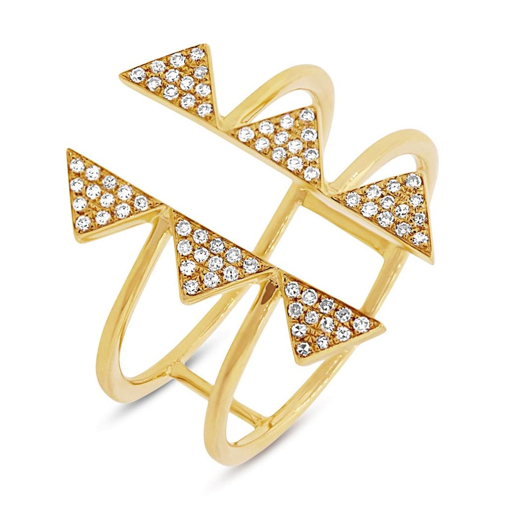 0.22 Ctw 14k Yellow Gold Diamond Pave Triangle Ring