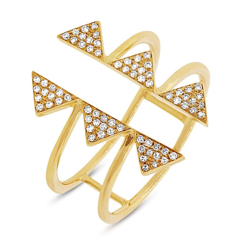 0.22 Ctw 14k Yellow Gold Diamond Pave Triangle Ring
