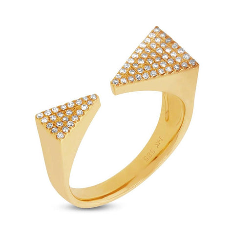 0.22 Ctw 14k Yellow Gold Diamond Pave Triangle Ring Size 6