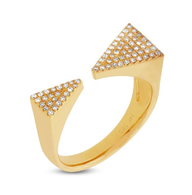0.22 Ctw 14k Yellow Gold Diamond Pave Triangle Ring