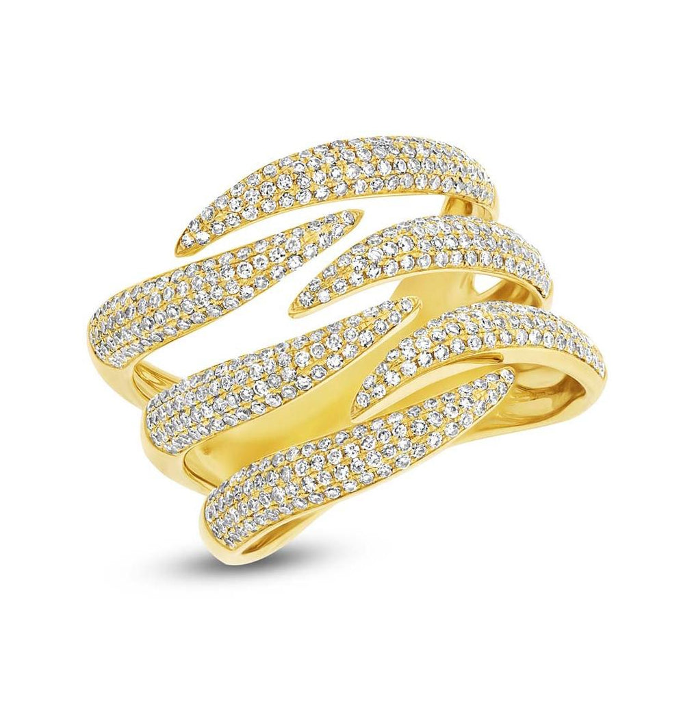 0.93 Ctw 14k Yellow Gold Diamond Pave Womens Ring