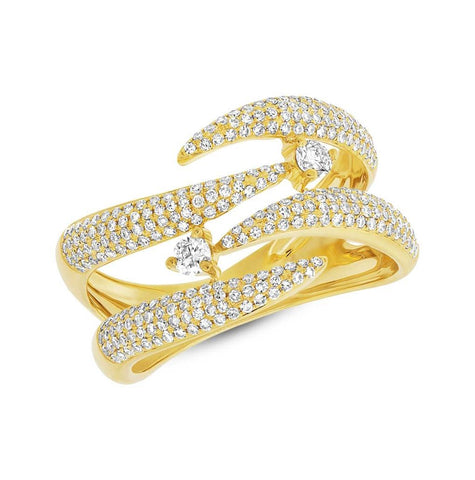 0.70 Ctw 14k Yellow Gold Diamond Pave Womens Ring