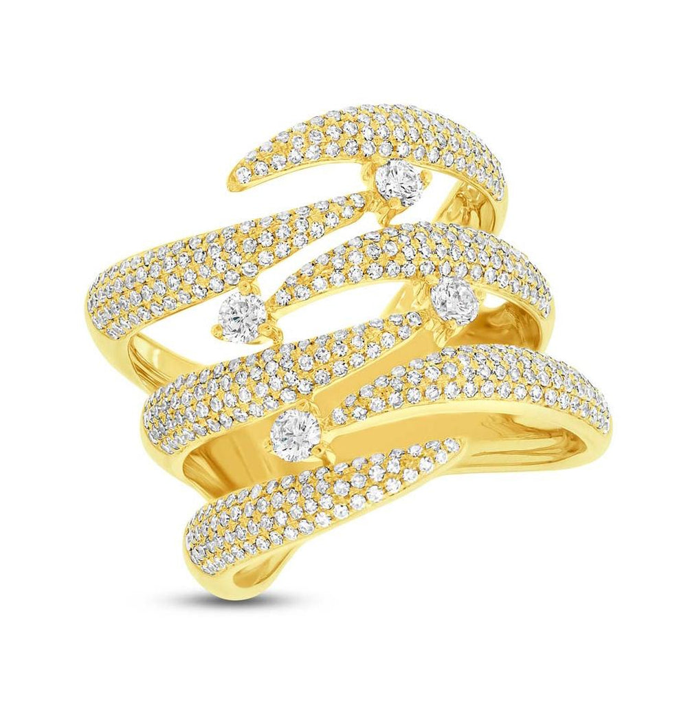 1.12 Ctw 14k Yellow Gold Diamond Pave Womens Ring