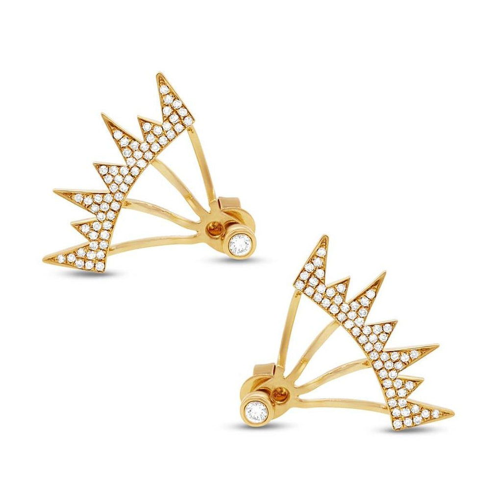 0.38 Ctw 14k Yellow Gold Diamond Pave Ear Jacket Earring With Studs