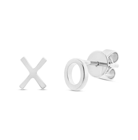 14k White Gold "xo" Stud Earring