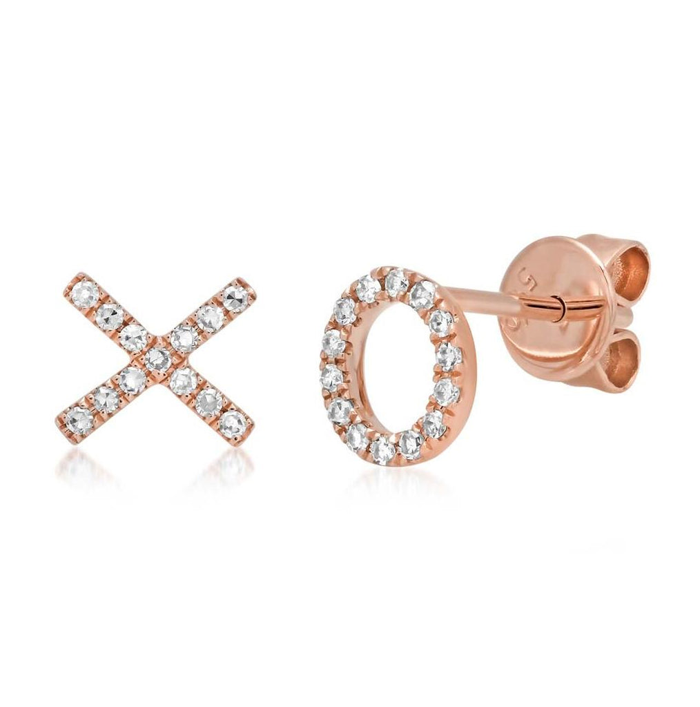 0.09 Ctw 14k Rose Gold Diamond "xo" Stud Earring