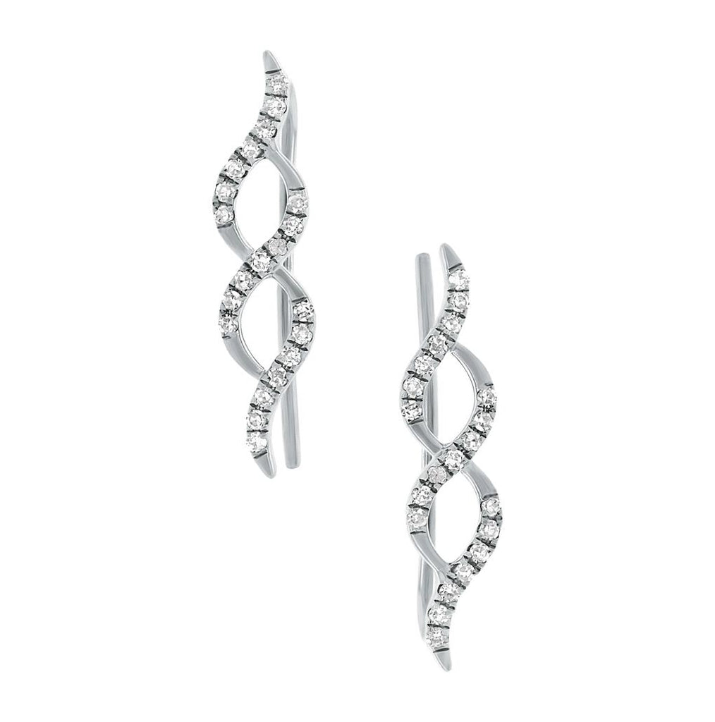 0.14 Ctw 14k White Gold Diamond Ear Crawler Earring